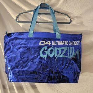 Godzilla Blue Metallic Tote Bag -C4 Ultimate Energy x Godzilla collaboration
